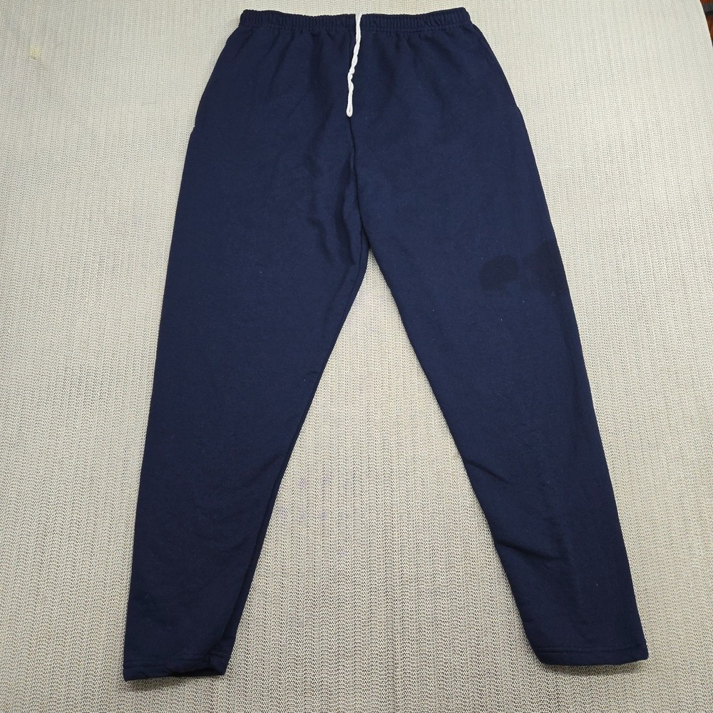 Vintage Jerzees Sweatpants Mens Medium Blue Fleece Blank Joggers 90s Y2K